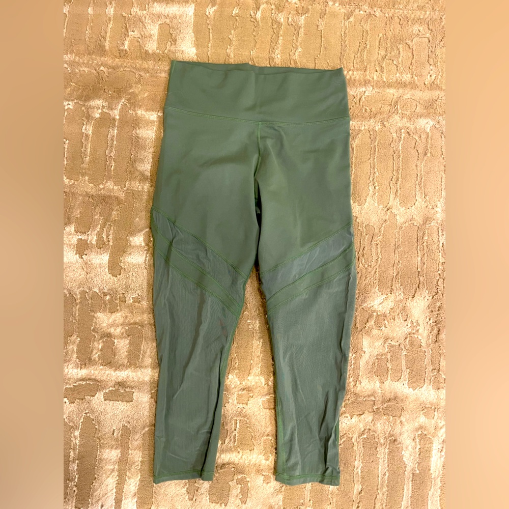 Olive Green Fabletics Crop Power Hold Leggings